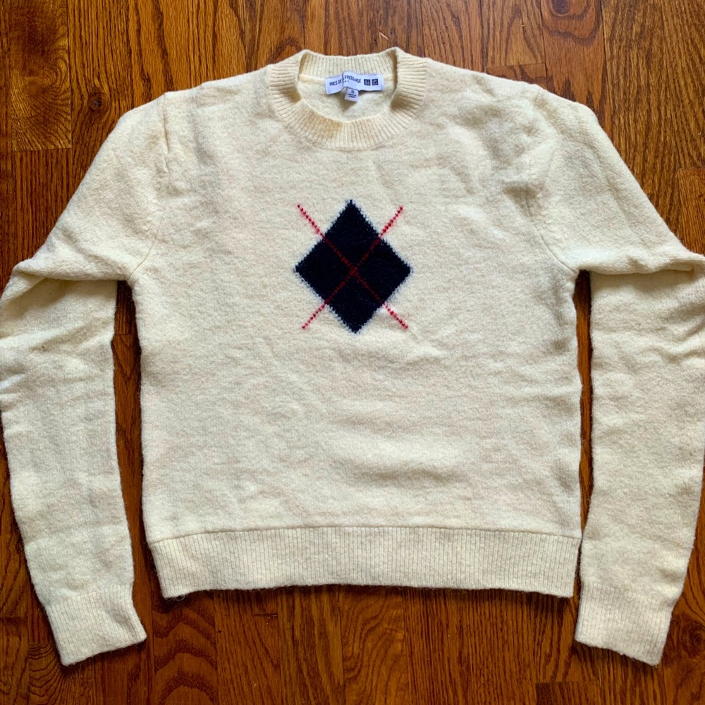 Uniqlo | Ines de la Fressange argyle cropped sweater, size XS